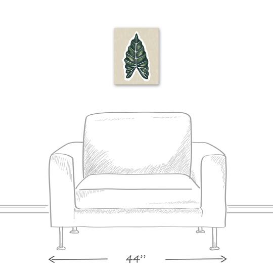 Tropical Leaf With Navy 11" x 14" Canvas Wall Art